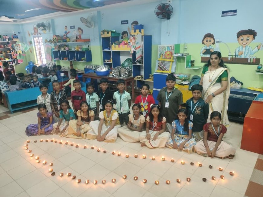 പാച്ചല്ലൂർ ഗവണ്മെന്റ് എൽ പി സ്കൂളിൽ കേരളത്തെ മൺചെരാതിൽ ഒരുക്കി.