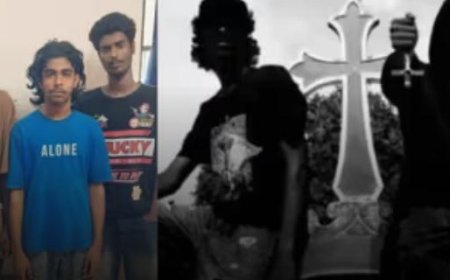 കറുത്ത വസ്ത്രം ധരിച്ച് കുരിശിൽ തലകീഴായി കിടന്ന് റീൽ, അതും പള്ളി സെമിത്തേരിയിൽ, കൂടെ ലഹരിയും; മൂന്ന് യുവാക്കൾ അറസ്റ്റിൽ