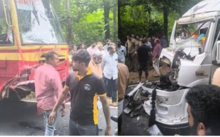 കോട്ടയത്ത് കെ എസ് ആർ ടി സിയും ട്രാവലറും കൂട്ടിയിടിച്ച് അപകടം; പത്തു പേർക്ക് പരുക്ക്