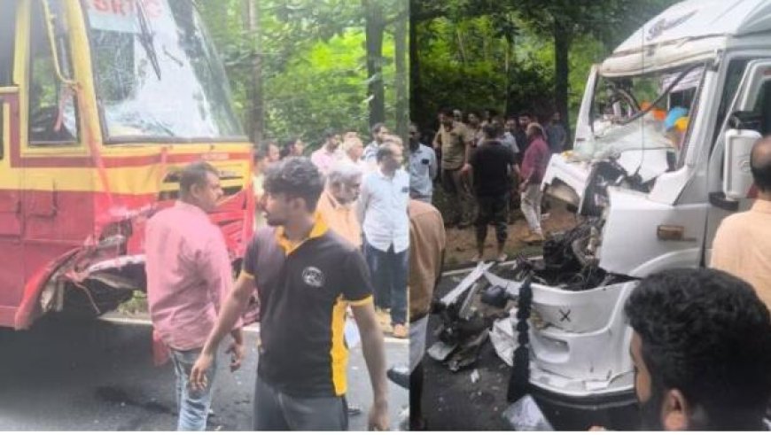 കോട്ടയത്ത് കെ എസ് ആർ ടി സിയും ട്രാവലറും കൂട്ടിയിടിച്ച് അപകടം; പത്തു പേർക്ക് പരുക്ക്