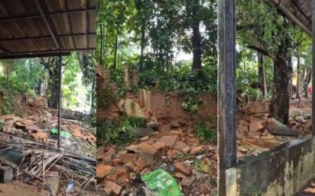 അടൂരിൽ കനത്ത മഴയിൽ സ്കൂൾ മതിൽ ഇടിഞ്ഞുവീണു