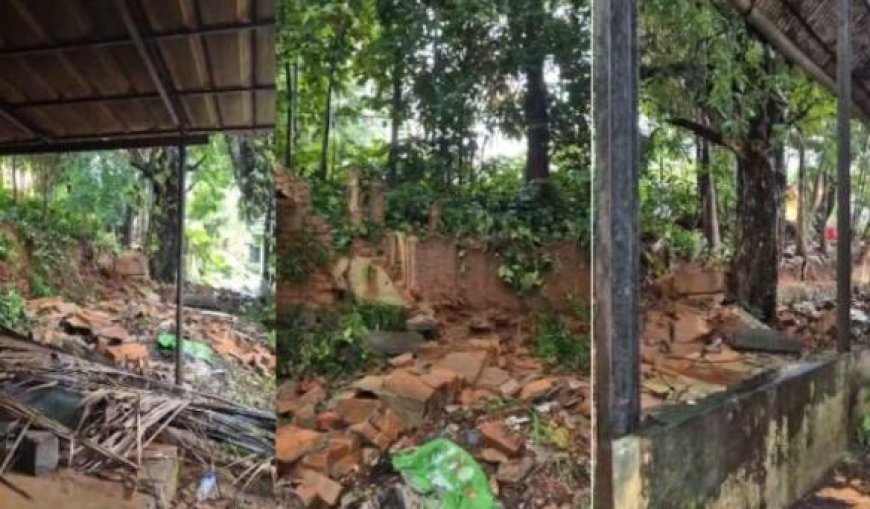 അടൂരിൽ കനത്ത മഴയിൽ സ്കൂൾ മതിൽ ഇടിഞ്ഞുവീണു